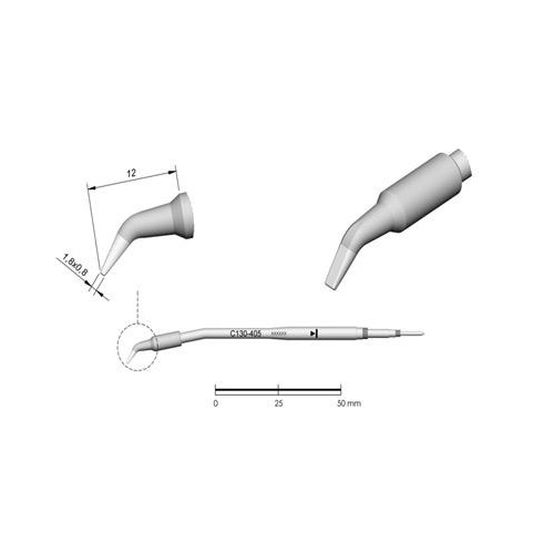 C130-405 Tip cartridge 1.8x0.8mm bent lead free