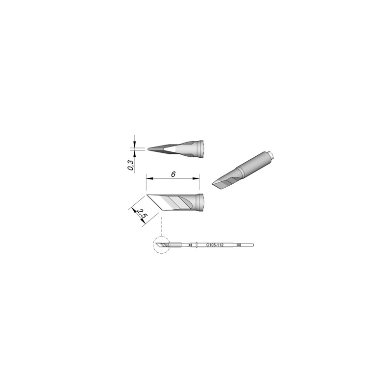 C105-112 Tip Cartridge 2.5 x 0.3mm