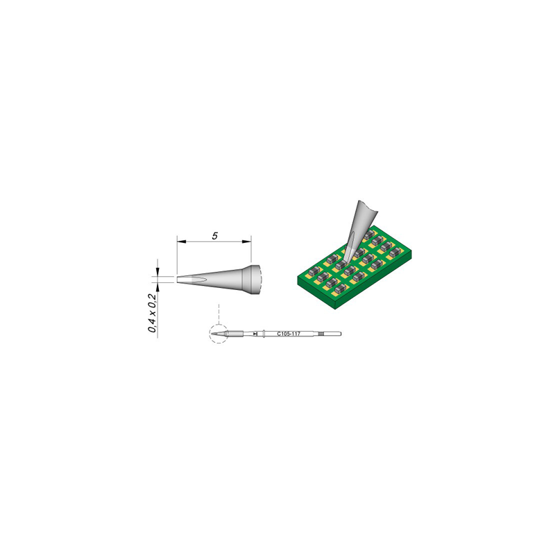 C105-117 Tip Cartridge 0.4 x 0.2mm